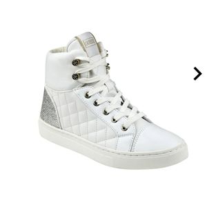 Guess White and Silver High-Top Sneakers